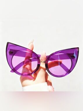 Purple Oversized Cat-Eye Sunglasses - Unbranded